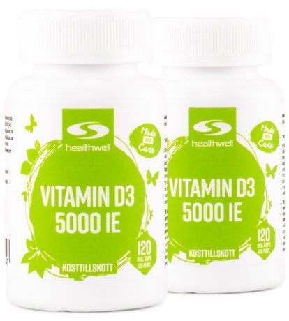 Miniatyrbild Healthwell Vitamin D3 5000 IE, 240 kaps