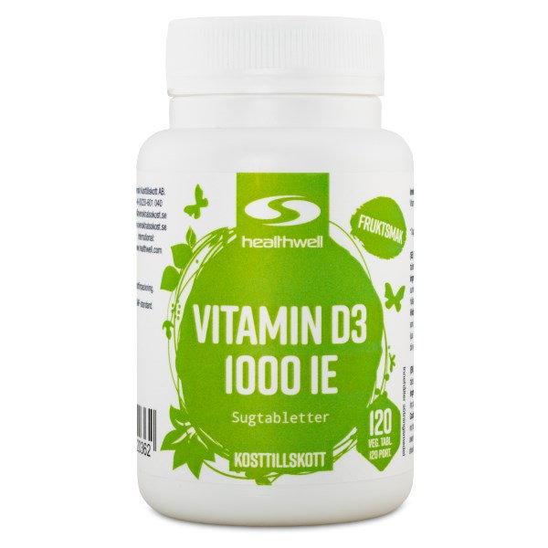 Healthwell Vitamin D3 1000 IE Sugtabletter, 120 tabl