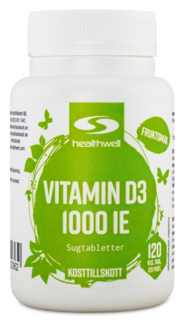 Miniatyrbild Healthwell Vitamin D3 1000 IE Sugtabletter, 120 tabl