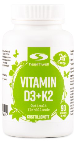 Miniatyrbild Healthwell Vitamin D3+K2, 90 kaps