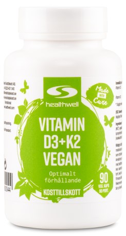 Miniatyrbild Healthwell Vitamin D3+K2 Vegan, 90 kaps