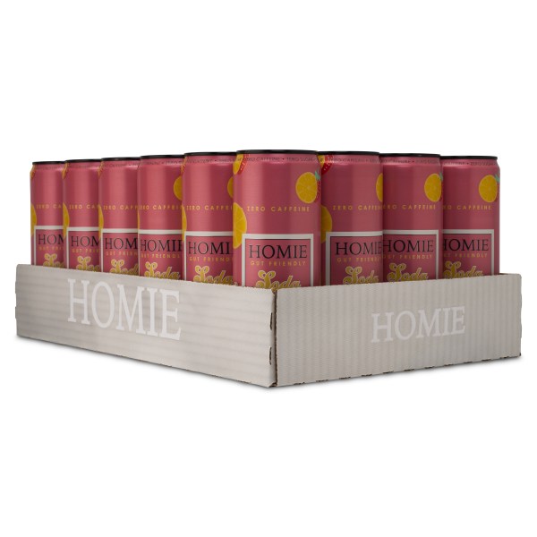 Homie Soda Koffeinfri, Strawberry/Lemonade, 24-pack
