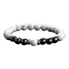 Miniatyrbild Kristallpunkten Armband Vit Howlit & Hematit, 1 st