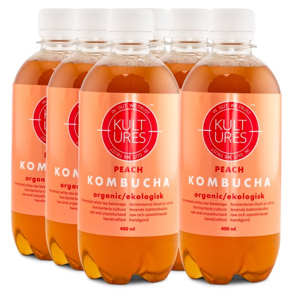 Kultures Kombucha, Persika, 6-pack