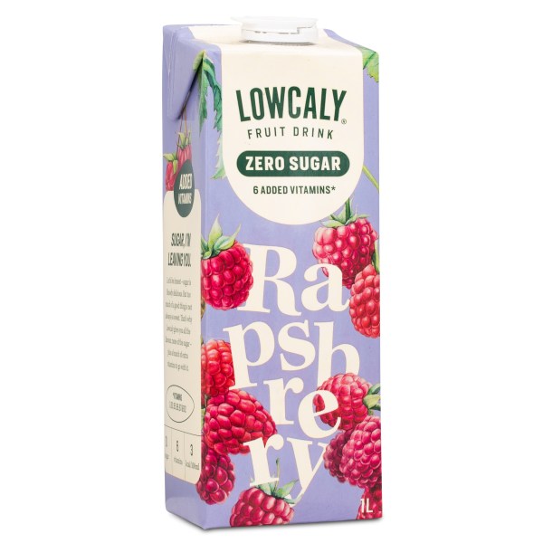 Lowcaly Fruktdryck, Raspberry, 1 L