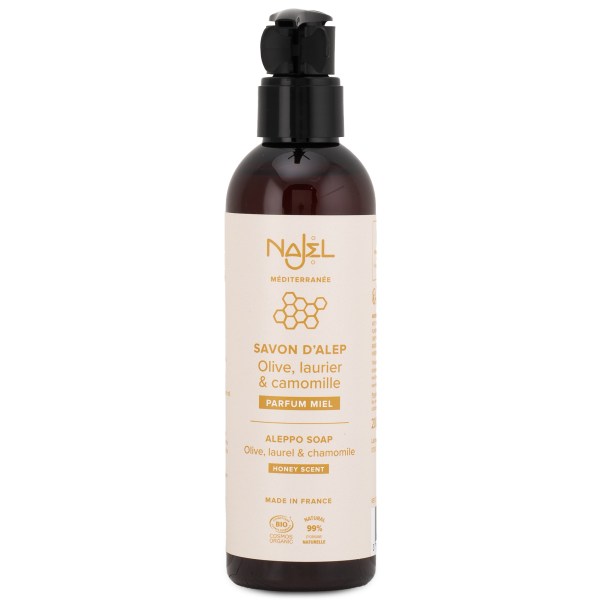 Najel Liquid Aleppo Soap, 200 ml, Honey Scent & Chamomile Wate
