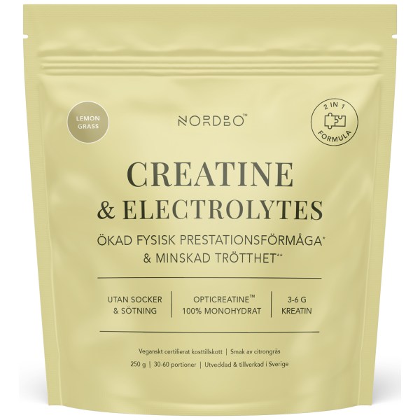 Nordbo Creatine & Electrolytes, Lemongrass, 250 g