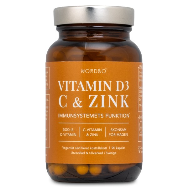 Nordbo Vegan D3, C-vitamin & Zink, 90 kaps