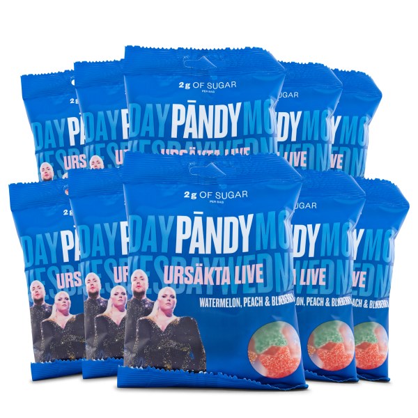 Pändy Candy x Ursäkta Live Watermelon, Peach &amp; Blueberry 10-pack
