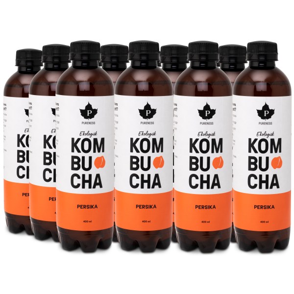 Pureness Kombucha Eko, Persika, 12-pack