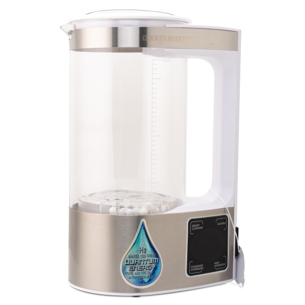 Quantum Energy H2 Hydrogen Water Can för Vätevatten 1.8 L, T10, Vit/Borstad Metall
