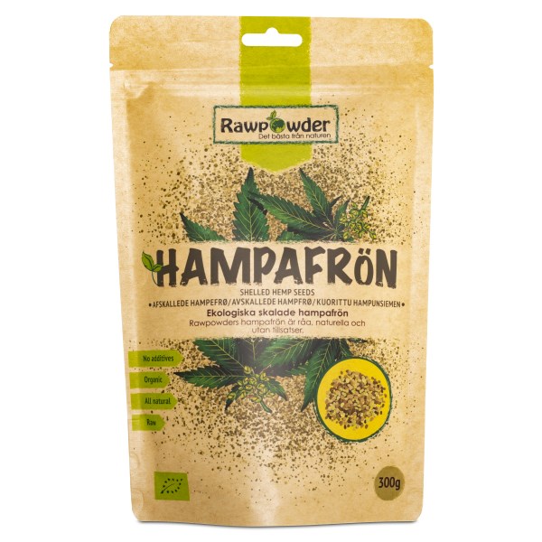 RawPowder Skalade Hampafrön, 300 g