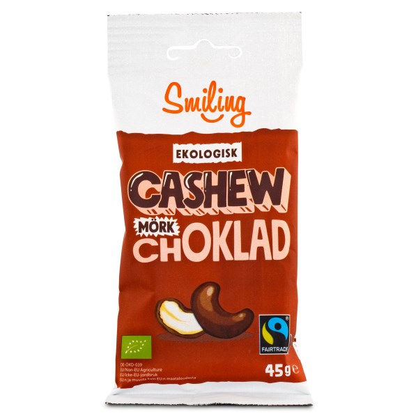 Smiling Cashew Fairtrade EKO, Mörk Choklad, 45 g