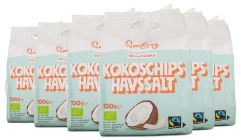 Miniatyrbild Smiling Kokoschips Fairtrade EKO, Havssalt, 6-pack