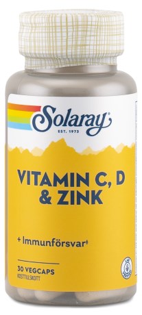 Miniatyrbild Solaray Vitamin C, D & Zink, 30 kaps