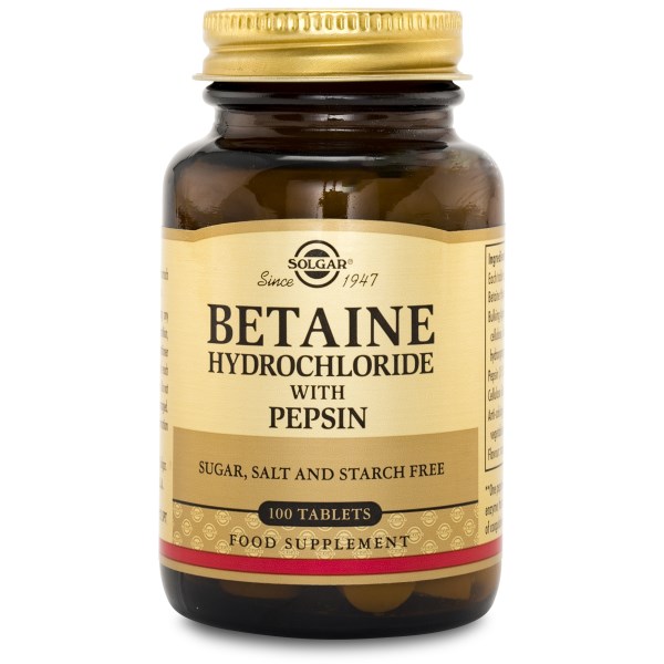 Solgar Betaine Hydrochloride, 100 tabl Solgar Betaine Hydrochloride, 100 tabl