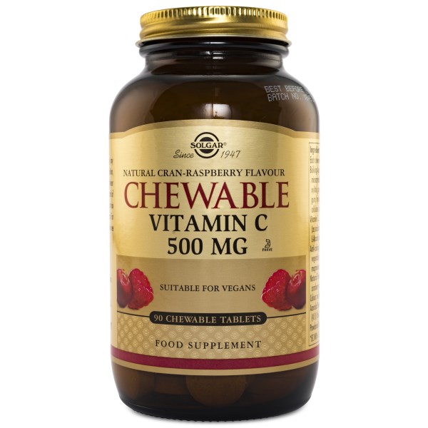 Solgar Chewable Vitamin C, Tranbär & Hallon, 90 tabl