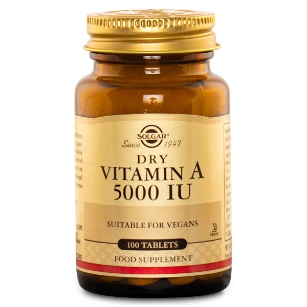 Solgar Dry Vitamin A 5000 IU, 100 tabl