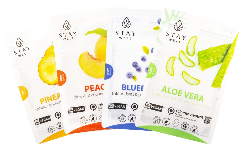 Miniatyrbild StayWell Vegan Sheet Mask Mixpack 4 st, Paket