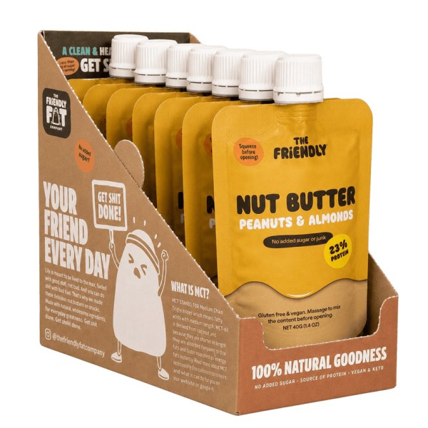 The Friendly Fat Company Fat-Pack Nutbutter, Peanut & Almond, 12-pack
