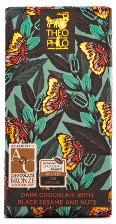 Miniatyrbild Theo & Philo 65% Dark Chocolate, 45 g, Black Sesame, Cashew & Pili Nut