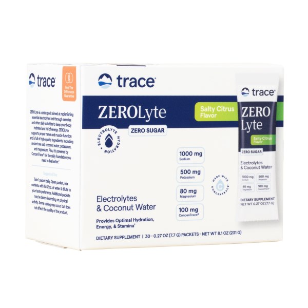 Trace Minerals ZEROlyte Electrolyte Drink Mix Salty, Citrus, 30-pack
