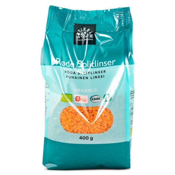 Urtekram Röda Splitlinser, 400 g