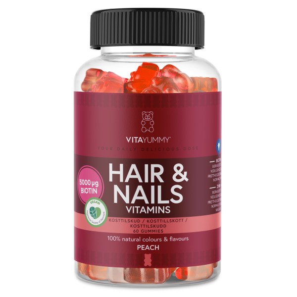 VitaYummy Hair & Nails, Peach, 60 Gummies