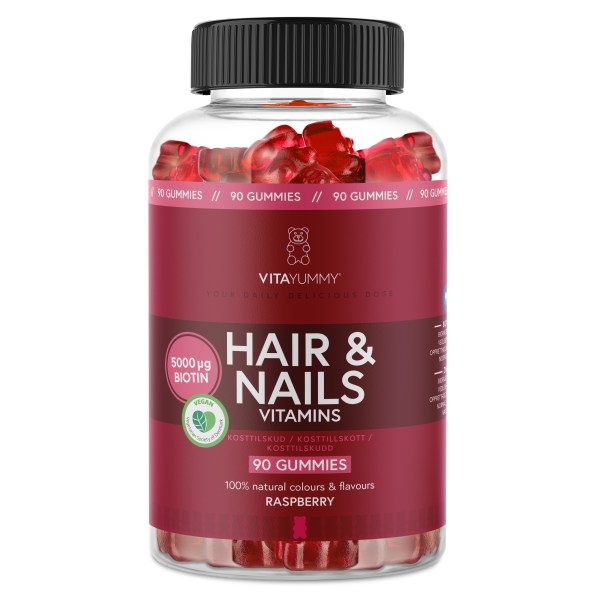VitaYummy Hair & Nails, Raspberry, 90 Gummies