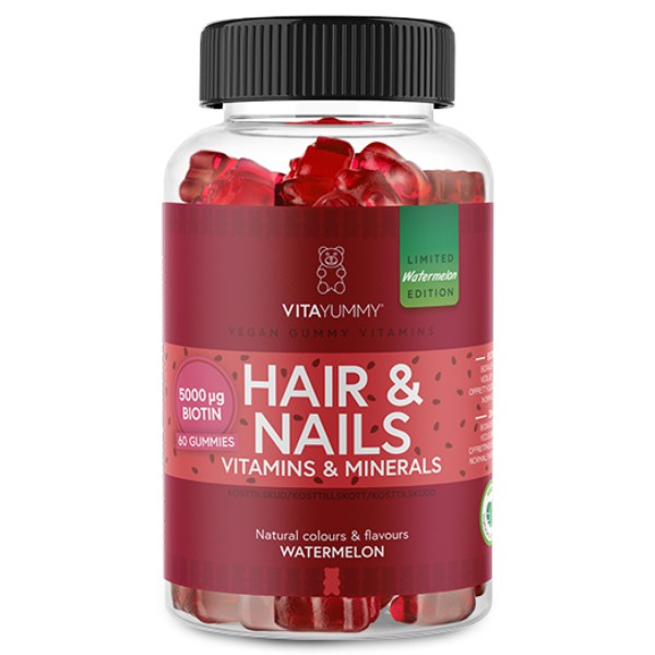 VitaYummy Hair & Nails, Watermelon, 60 Gummies