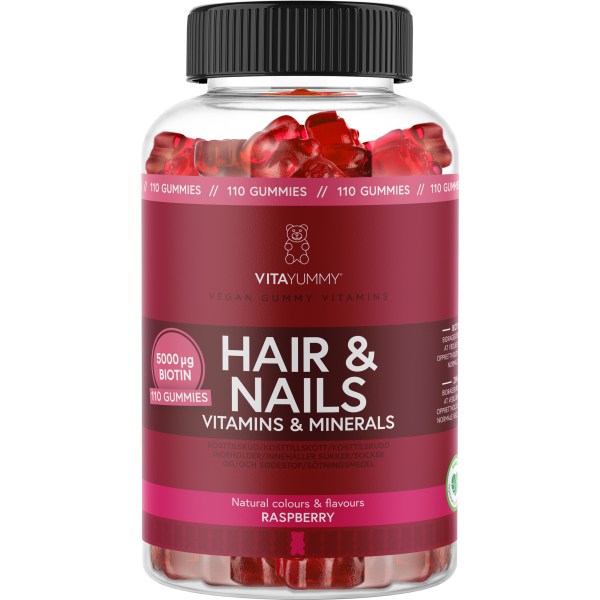 VitaYummy Hair & Nails, Raspberry, 110 Gummies