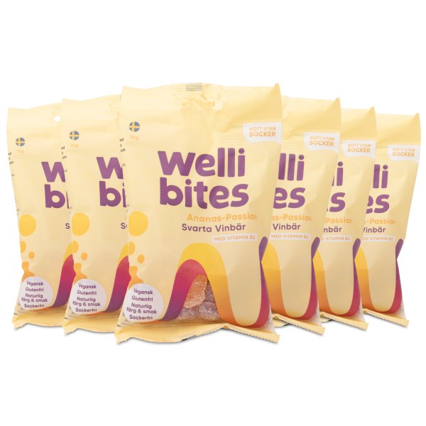 Wellibites Ananas-Passion & Svarta Vinbär, 6-pack