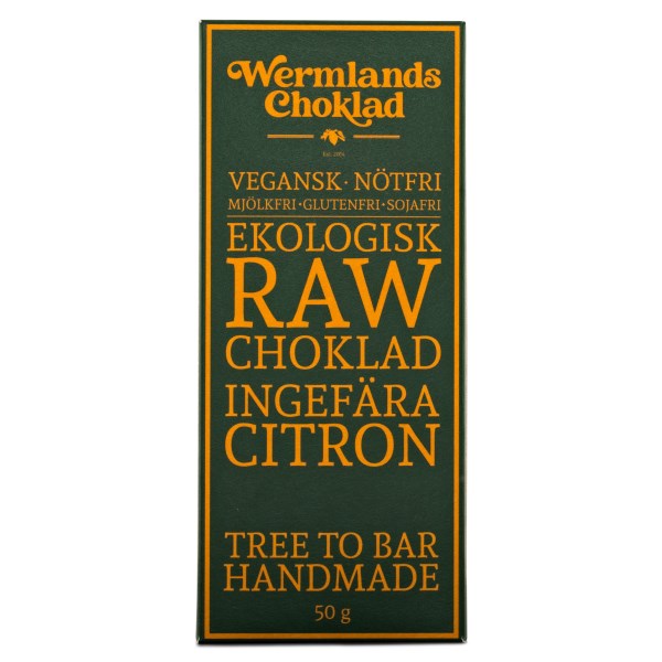 WermlandsChoklad Rawchoklad EKO 50 g Ingefära / Citron