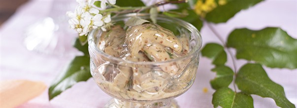 Vegansk senapssill med aubergine