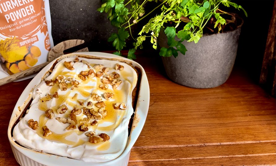 Bild p Kalorismarts morotskaka med gurkmeja.