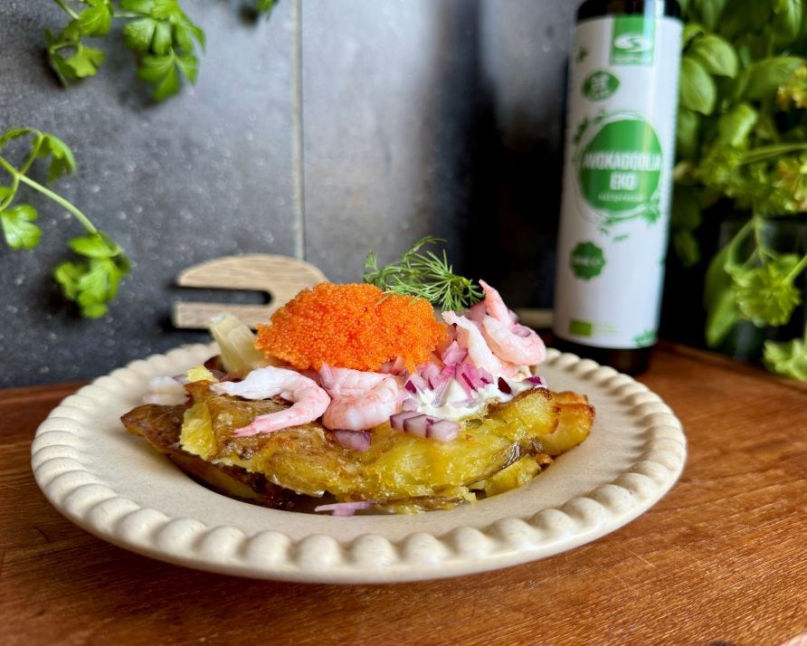 Skagen med potatis fint serverad, redo att �tas.