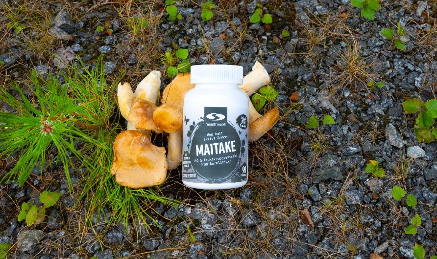 Maitake i vegetabiliska kapslar.
