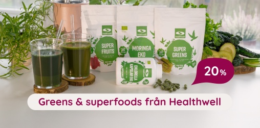 20% p� greens, detox och superfoods fr�n Healthwell