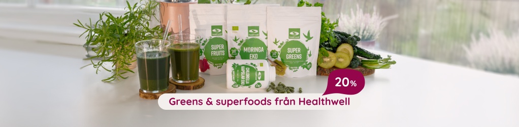 Greens, detox och superfoods fr�n Healthwell 20%