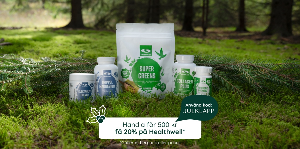 God jul! Handla f�r 500 kr och f� 20% p� Healthwell med kod: JULKLAPP