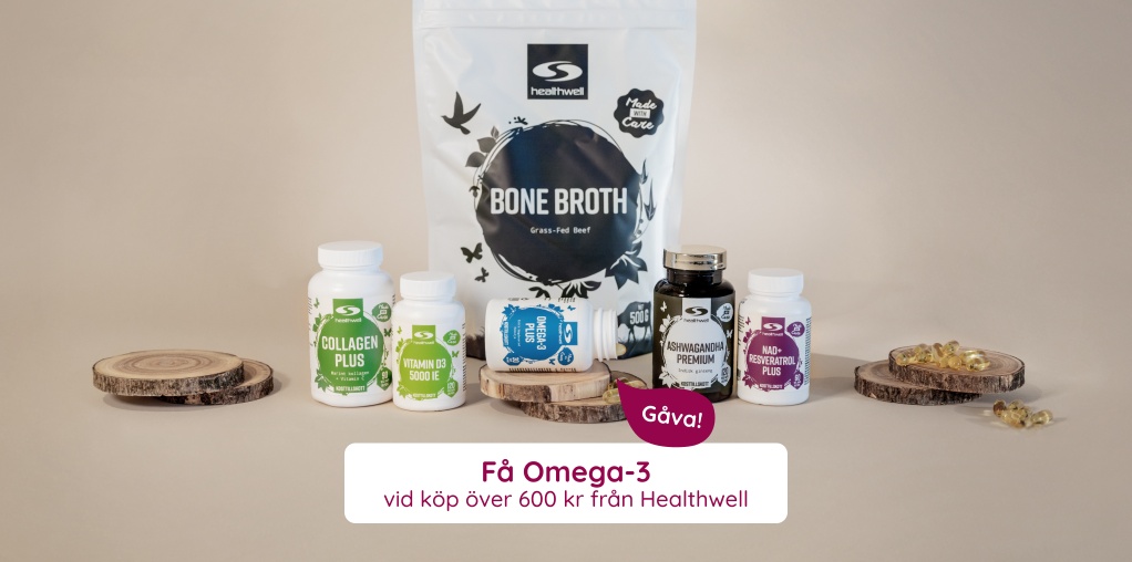 F� Omega-3 vid k�p �ver 600 kr fr�n Healthwell. G�ller 30 kapslar, en g�ng per k�p.